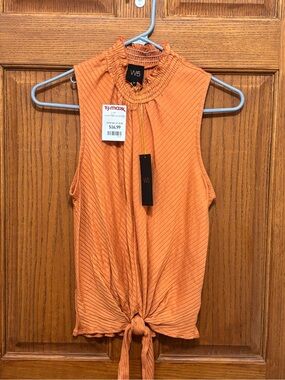 W5 Rust Ribbed Mock Neck Tie-Front Tank Top NWT
